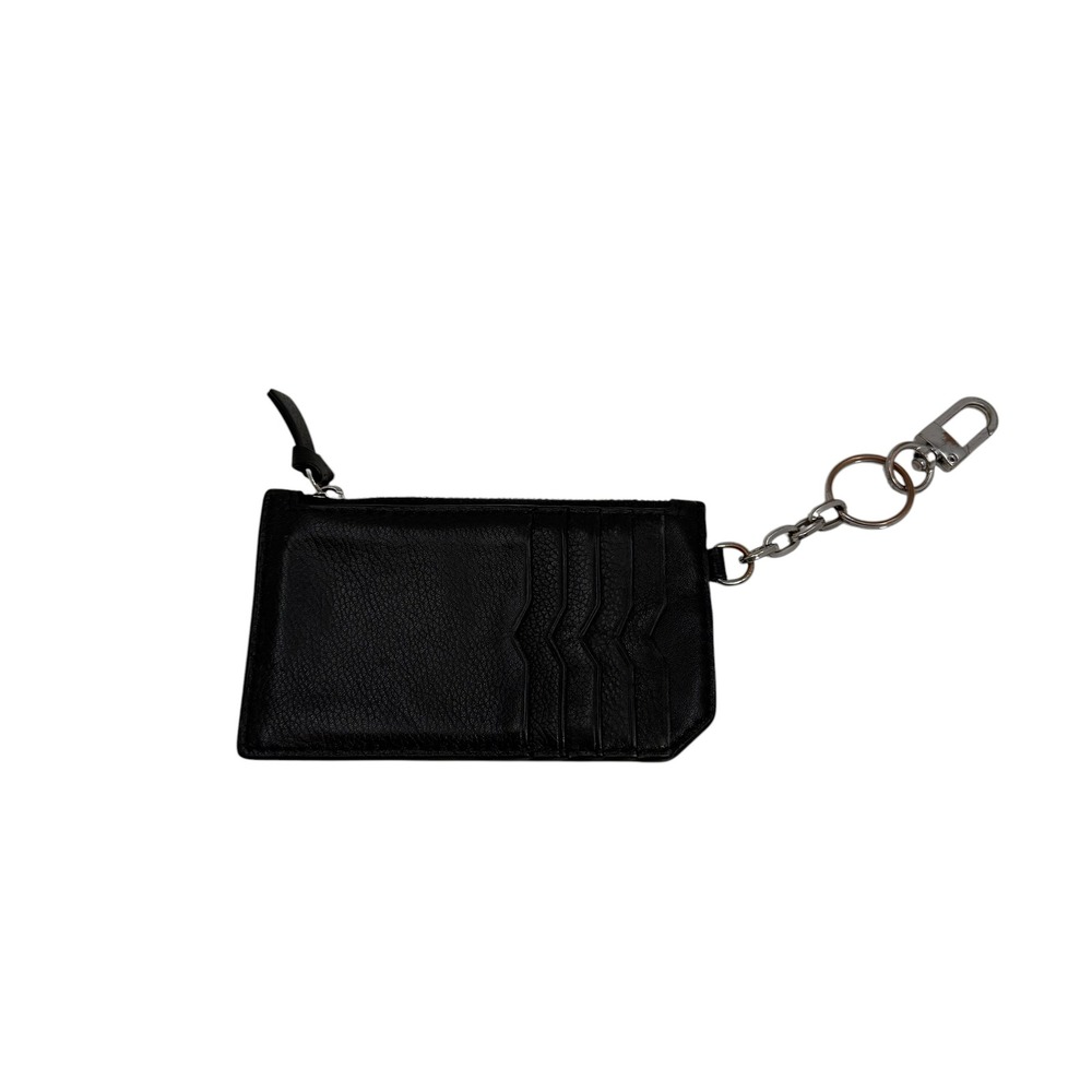 Mackage | Black Leather Card Case Keychain Slim Zipper Fob